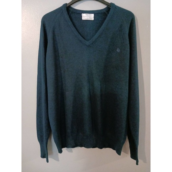 Dior Other - Christian Dior Mens Navy Pullover Sweater L 100% orlon Acrylic USA V neck